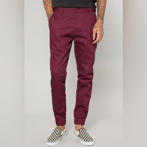 Mens 34 Elwood Chino Slim Fit Burgundy Jogger Pants NWT